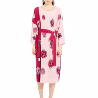 Vestido Floral Modesto Personalizado OEM y ODM, Vestido de Punto Jacquard de Manga Larga, Suéteres con Cuello en V, Ropa de Mujer, Suéter de Punto, Cárdigan