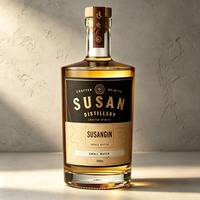 Bouteille en verre cristal durable de 500 ml, 700 ml, 750 ml avec étiquette personnalisée en papier et bouchon en bois pour spiritueux, vodka, whisky, liqueur