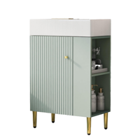 Lemari Penyimpanan Kamar Mandi Modern Ramah Lingkungan Tahan Air, Model Berdiri, Finishing Lacquer, Konstruksi MDF, Keramik