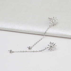 S925 Silver <b>Snowflake</b> <b>Earrings</b> Simple Fashionable DIY Accessory Long Earline Tassel Versatile 890 Pearl Hollow Holder Fashion - Product Image 4