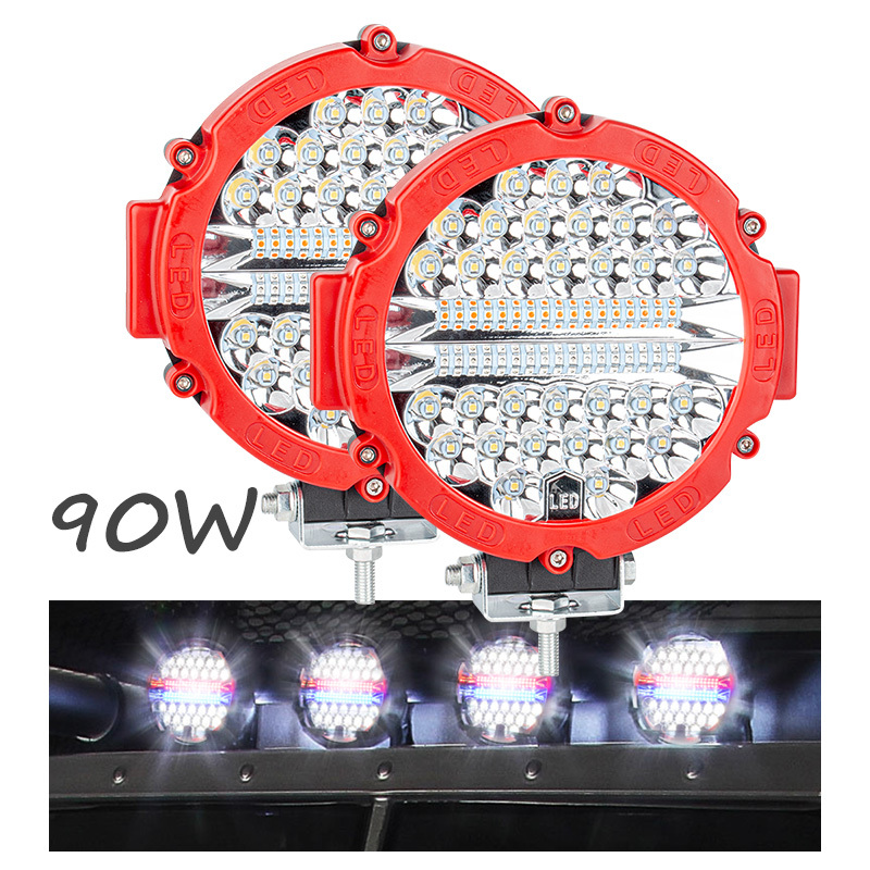 RCJ LED Work Light 90W 6000K Off-Road LED Fog/Driving Lights Flood Beam LED Work Lamps for Truck SUV Car LED Working Light
