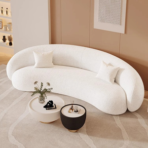 Nouveau design de meubles pour la maison, prix abordable, grand canapé sectionnel moderne en <span class=keywords><strong>velours</strong></span> blanc crème confortable à trois places pour salon et appartement - Product Image 1