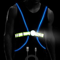 Gilet de course réfléchissant à LED avec lumière frontale, ceinture élastique réglable haute visibilité, gilet de sécurité à LED d'avertissement