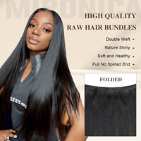 Extensiones de Cabello Virgen Liso 15A, 100% Humano, Doble Trama a Máquina, Puntas Completas, Aspecto Natural Suave, Uso Diario, Todos los Colores para Mujeres Negras