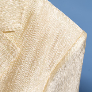 Women's 3/4 Sleeve Blazer Jacket <b>Shimmering</b> White Solid Color Acetate Fiber Breathable Summer <b>Top</b> - Product Image 4