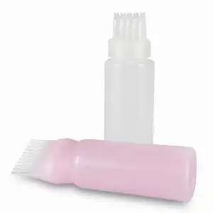Custom 200ml Hair Oil Squeeze Applicator Bottles 6oz PP Plastic Salon Hair Comb With Brush Squeeze Applicator For Oil Comb