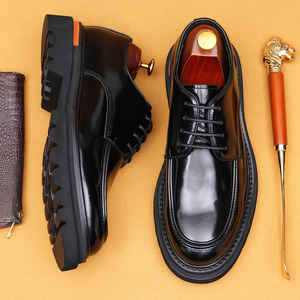 Chaussures Richelieu pour hommes en cuir véritable de haute qualité, style décontracté et habillé, à lacets, bout fermé, antidérapantes, semelle en caoutchouc, modèle Evergreen 2025 - Product Image 4