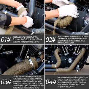 Başlık boru başlığı <span class=keywords><strong>Wrap</strong></span> bant ürün için titanyum bazalt fiberglas egzoz ısı sarma bezi - Product Image 5