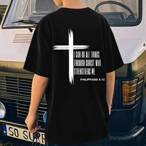 เสื้อยืดเด็กชาย FOXA ลายคริสเตียน ข้อพระคัมภีร์ฟิลิปปี 4:13 ผ้าฝ้าย พิมพ์ลายทางศาสนา สำหรับเด็ก - Product Image 4