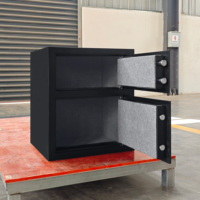 Coffre-fort ignifuge à double porte noir, robuste, 100 kg, grande capacité, serrure à clé, garantie 5 ans, certifié ISO, pour la maison, le bureau, l'hôtel