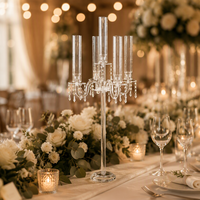 Chandelier transparent en acrylique pour mariage, restaurant occidental, fête d'anniversaire, décoration de table de mariage, ornement de bougie