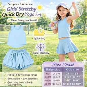 Ensemble athlétique DH ODM Ocean Breeze pour filles : débardeur d'entraînement anti-adhérent et short à ourlet incurvé, deux pièces, vêtements de sport décontractés pour enfants - Product Image 3
