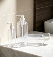 Bouteille pompe à lotion en plastique transparent personnalisable OEM ODM, anti-fuite, rechargeable, pour emballage de savon liquide et shampoing