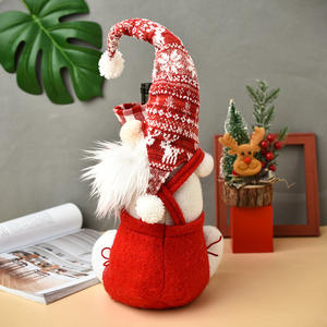 Nuevo estilo Navidad muñeca sin rostro cubierta de botella de vino Santa Claus mesa de comedor muñeca de pie cubierta de botella de vino Decoración - Product Image 5