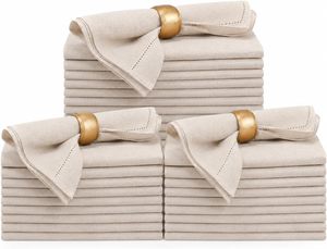 Serviettes de table en lin français 100% lin, faites à la main, brodées par le fabricant, réutilisables, en tissu, pour dîner - Product Image 1