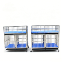 Cage à chien pliable moderne en acier inoxydable avec plateau et boîte en plastique - Niche pour animaux de compagnie durable pour une utilisation en intérieur/extérieur