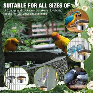 OEM ODM mangkuk burung besi tahan karat kandang gantung mangkuk makanan cangkir air hewan peliharaan kecil dapat dilepas untuk pengumpan mangkuk burung beo - Product Image 2