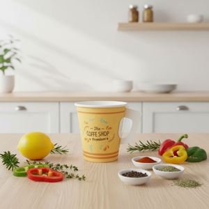 Gobelets en carton à paroi simple de 7 oz avec poignées, personnalisables avec logo, pour café, eau, boissons, pour le bureau, les fêtes, vaisselle jetable - Product Image 2