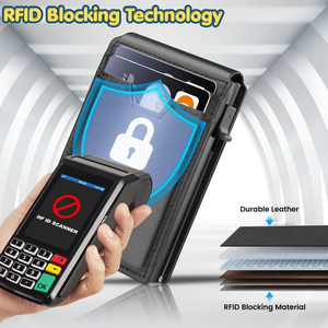 Portafogli in Fibra di Carbonio per Carte di Credito, Portafogli da <span class=keywords><strong>Uomo</strong></span> di Marca con RFID, Portafoglio Trifold in Pelle Nero Magico, Mini Portafoglio Sottile, <span class=keywords><strong>Piccola</strong></span> Borsa Porta Soldi, Portamonete Maschile - Product Image 5