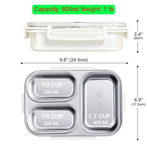 Boîte à lunch chauffante électronique portable en acier inoxydable 304 pour les employés de bureau avec compartiment à riz - Product Image 4
