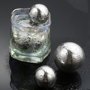 Glaçons réutilisables en acier inoxydable, pierres de refroidissement rondes en métal pour le vin, pierres de refroidissement personnalisées pour le whisky, bar, bière - Product Image 1