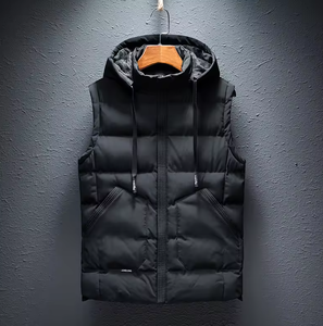 Blouson matelassé sans manches brodé pour homme – Hiver chaud, imperméable, coupe-vent, décontracté, extérieur, service OEM, logo frontal, col roulé - Product Image 4