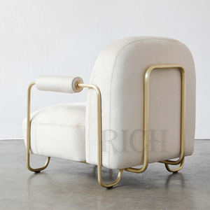 Chaise de loisirs pour la maison, <span class=keywords><strong>fauteuil</strong></span> confortable en velours nordique avec pieds dorés, chaise d'accent de luxe au design moderne - Product Image 5