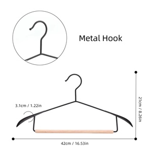 Cintres en bois massif et métal à épaules larges, vente en gros, cintres en fer sans trace, luxe, gain de place, <span class=keywords><strong>pour</strong></span> costume, pantalon, manteau, vêtements, avec <span class=keywords><strong>barre</strong></span> en bois - Product Image 2