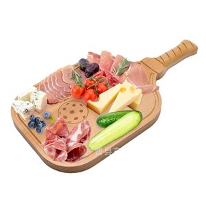 Bandeja de madera con forma de pala de ping pong y asa, tabla de cortar portátil de madera maciza para servir delicatessen y desayunos - Product Image 1