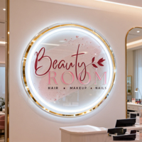 Enseigne lumineuse personnalisée haut de gamme avec logo 3D en lettres dorées miroir rétroéclairées pour salon de cosmétiques, boutique de manucure, décoration murale, enseigne au néon personnalisée pour entreprise