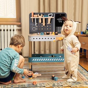 <strong>Kids</strong> <strong>Tool</strong> <strong>Bench</strong>, Wooden Toy <strong>Tool</strong> <strong>Bench</strong> with Realistic <strong>Tools</strong> and Electric Drill, <strong>Kids</strong> Workbench for <strong>Kids</strong> Pretend Play Learning - Product Image 6