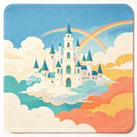 Tapis de table de mahjong américain à motif de château, avec support en caoutchouc antidérapant, surface en tissu doux, résistant à l'eau, durable et pliable