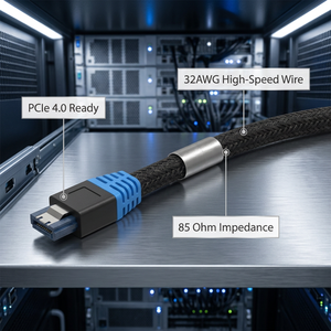 Cable de Conexión Interna para Servidor SlimSAS 8654 4i, Blindaje Trenzado, Cobre Plateado 32AWG, Impedancia de 85 Ohmios, Compatible con PCIe 4.0 - Product Image 2