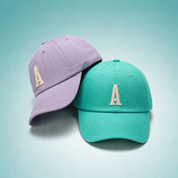 Casquette de baseball personnalisée brodée avec lettre A, monogramme initial, en sergé, visière incurvée, réglable, fermeture snapback, vente en gros, OEM, faible MOQ