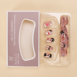 Xiaohongshu เล็บปลอมสีดำแบบสั้นสำหรับแต่งเสร็จ30ชิ้น - Product Image 4