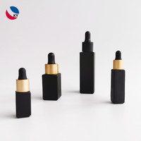 Offre Spéciale 5ml 10ml 15ml 20ml 30ml carré mat noir givré bouteille en verre à huile essentielle avec bouchon compte-gouttes en or