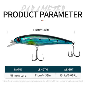 Mồi câu giả Minnow 3D mắt nổi, chìm nước mặn, 11cm/13.5g, kiểu Popper, Jig - Product Image 6