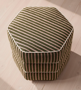 Reposapiés de terciopelo a rayas en contraste Hexagonal Vintage de Italia, taburete otomano de <span class=keywords><strong>abedul</strong></span> macizo de lujo para sala de estar - Product Image 5