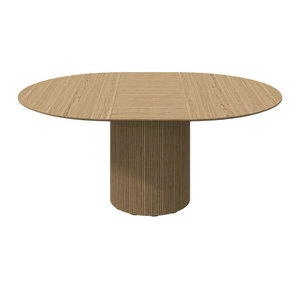 Lastra di roccia scanalata moderna fatta a mano in legno tavolo da pranzo mobili in legno impiallacciatura di rovere tavolo da pranzo allungabile per ristorante - Product Image 3