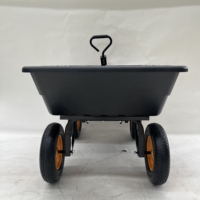 OEM TC2165 Camion à benne basculante manuelle à quatre roues en poly avec plate-forme fermée en acier Chariots à outils de jardin en plastique