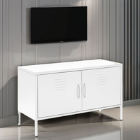 Armoire de rangement en métal rose à 2 portes, meuble TV pour salon et maison, armoire de cuisine style urbain