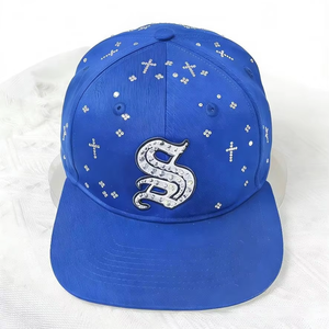 Vietnam Lowmoq Custom Stone Logo Sports Trucker Cap Snapback Chic Diamond Baseball 6-Panel Flat Adult Canvas Outdoor Breathable - Product Image 1