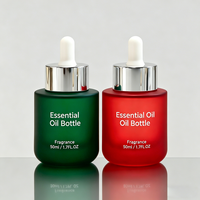 Flacon compte-gouttes rond élégant de 20/30 ml en verre dépoli marron avec base épaisse, flacon cosmétique avec emballage personnalisé pour les cheveux et les huiles essentielles