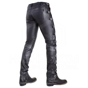 Pantalons pour hommes en gros, taille haute, coupe droite, légers, aspect cuir, élastiques, confortables, lavés, respirants, de haute qualité - Product Image 4