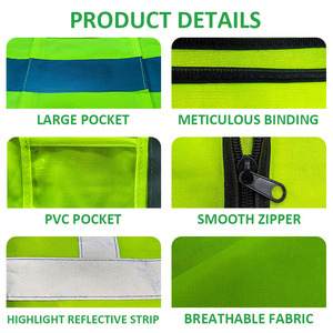 Veste de sécurité réfléchissante pour bénévoles, noire et <span class=keywords><strong>orange</strong></span>, haute visibilité, avec logo personnalisé, pour agents de sécurité et travaux de construction - Product Image 2