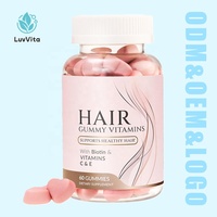 Vitaminas Capilares en Gomitas de Marca Privada con 5000mcg de Biotina y Ácido Fólico, Veganas, para la Salud del Cabello, la Piel y las Uñas, 60 Unidades, ODM/OEM