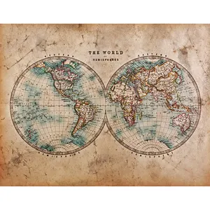 Bản đồ thế giới cổ điển Áp phích Retro thế giới toàn cầu bản đồ cá nhân Atlas Áp phích trang trí bức tranh tường nghệ thuật trang trí nhà bức tranh