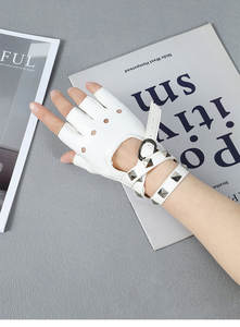 Guantes de Cuero Estilo Punk con Remaches, sin Dedos, para Motociclismo, Accesorios para Motocicleta, Baile Disco, <span class=keywords><strong>Rock</strong></span> <span class=keywords><strong>and</strong></span> <span class=keywords><strong>Roll</strong></span>, Negros - Product Image 5