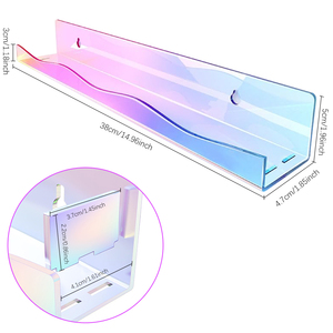 Étagère murale en acrylique en forme de U personnalisée, lignes ondulées irisées, présentoir flottant, organisateur décoratif, montage facile - Product Image 2