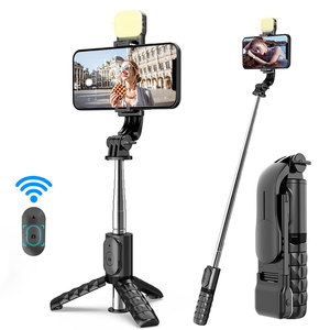 Лидер продаж 2 в 1 компактный беспроводной Гибкий штатив для селфи с <span class=keywords><strong>Bluetooth</strong></span> пульт дистанционного управления селфи палка со светодиодной подсветкой Q11S - Product Image 1